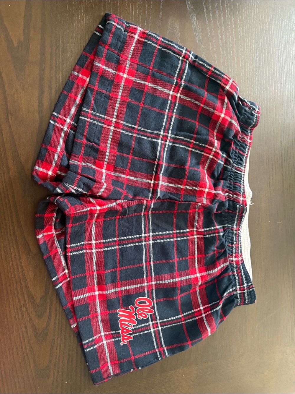 Ole Miss Plaid Cotton Lounge Shorts - Red & Navy